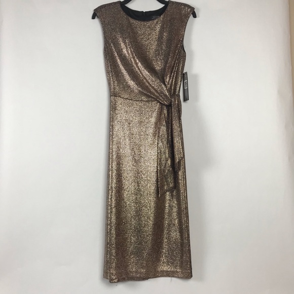 Tahari ASL Hammered Stretch Metallic Dress - Picture 4 of 16